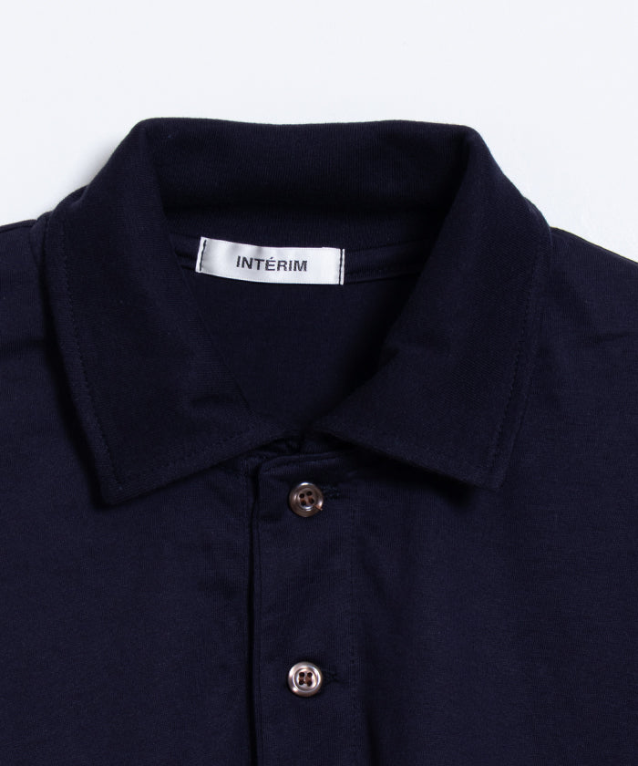 【INTÉRIM】HYPER BIG HIGH GAUGE SUVIN JERSEY LONG POLO SHIRT - D.NAVY / インテリム ハイパービッグ ハイゲージ スビンコットン ジャージー 長袖ポロシャツ ダーク ネイビー 2025SS 2025春夏 正規取扱店 神奈川 鎌倉 通販 オンラインショップ