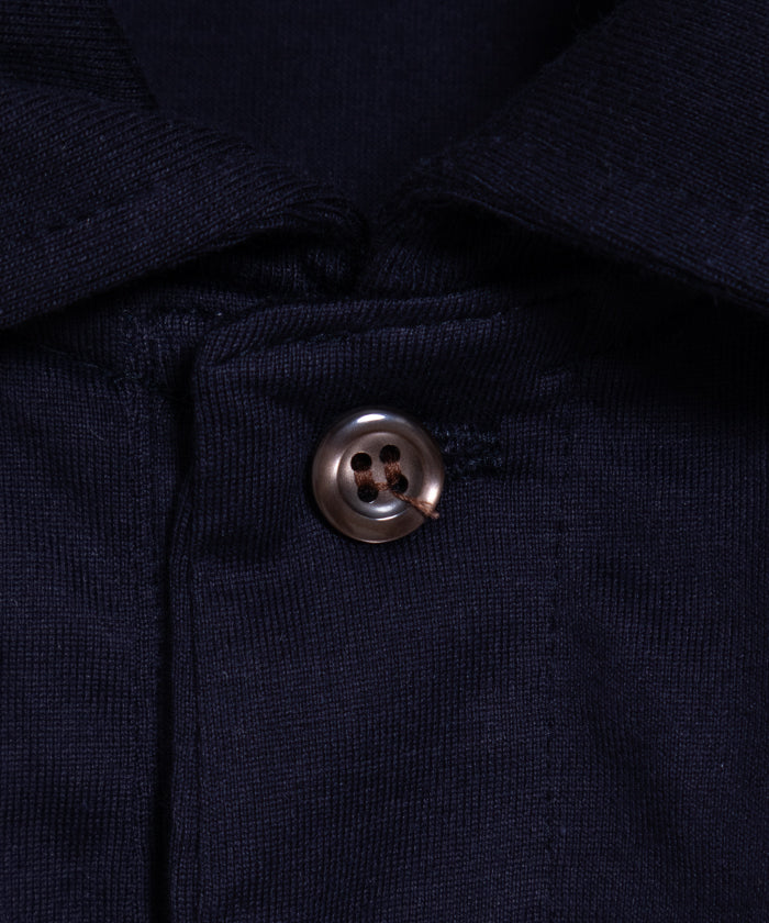 【INTÉRIM】HYPER BIG HIGH GAUGE SUVIN JERSEY LONG POLO SHIRT - D.NAVY / インテリム ハイパービッグ ハイゲージ スビンコットン ジャージー 長袖ポロシャツ ダーク ネイビー 2025SS 2025春夏 正規取扱店 神奈川 鎌倉 通販 オンラインショップ