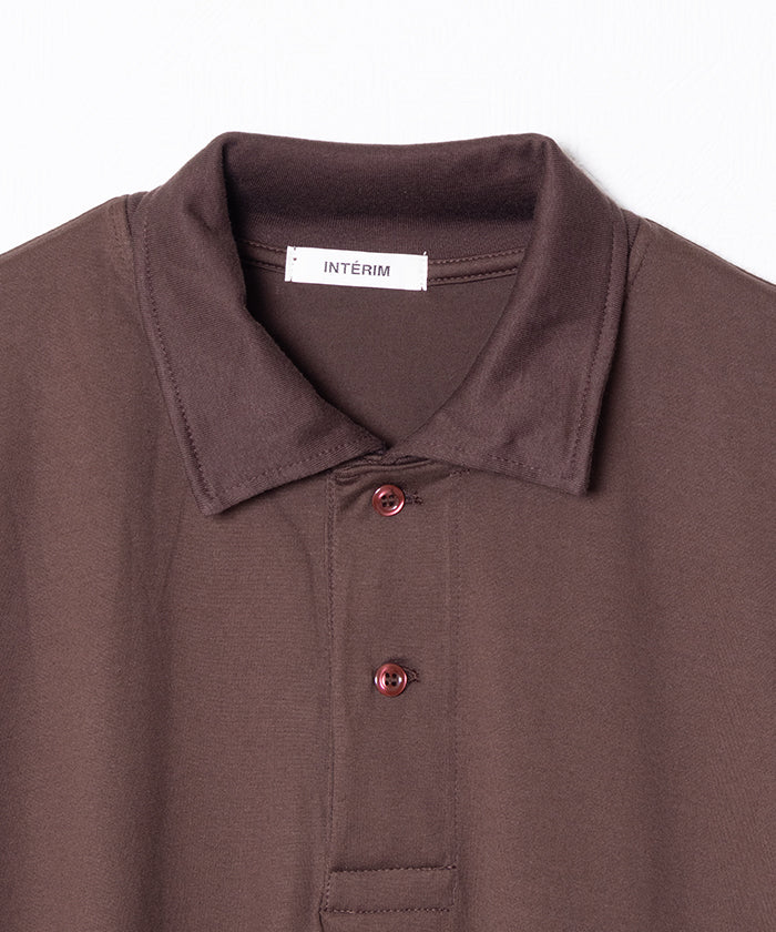HIGH GAUGE SUVIN JERSEY HYPER BIG LONG POLO SHIRT - BROWN