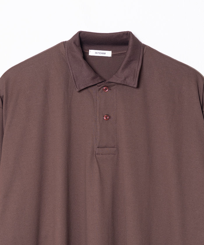 HIGH GAUGE SUVIN JERSEY HYPER BIG LONG POLO SHIRT - BROWN