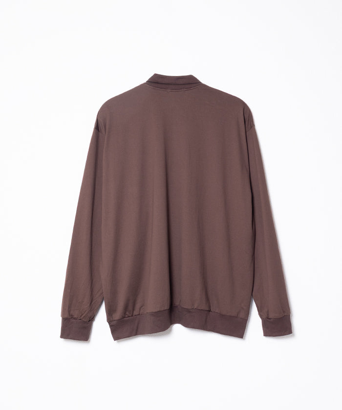HIGH GAUGE SUVIN JERSEY HYPER BIG LONG POLO SHIRT - BROWN