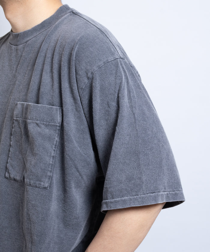 【INTÉRIM】HYPER BIG VINTAGE FADE BLACK POCKET T-SHIRT -MID BLACK /インテリム ハイパービッグ ヴィンテージ フェード ブラック ポケットTシャツ ポケT ヴィンテージ加工 2025SS 2025春夏 正規取扱店 神奈川 鎌倉 オンラインショップ 通販