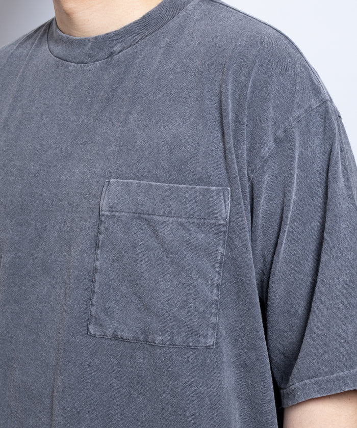 【INTÉRIM】HYPER BIG VINTAGE FADE BLACK POCKET T-SHIRT -MID BLACK /インテリム ハイパービッグ ヴィンテージ フェード ブラック ポケットTシャツ ポケT ヴィンテージ加工 2025SS 2025春夏 正規取扱店 神奈川 鎌倉 オンラインショップ 通販