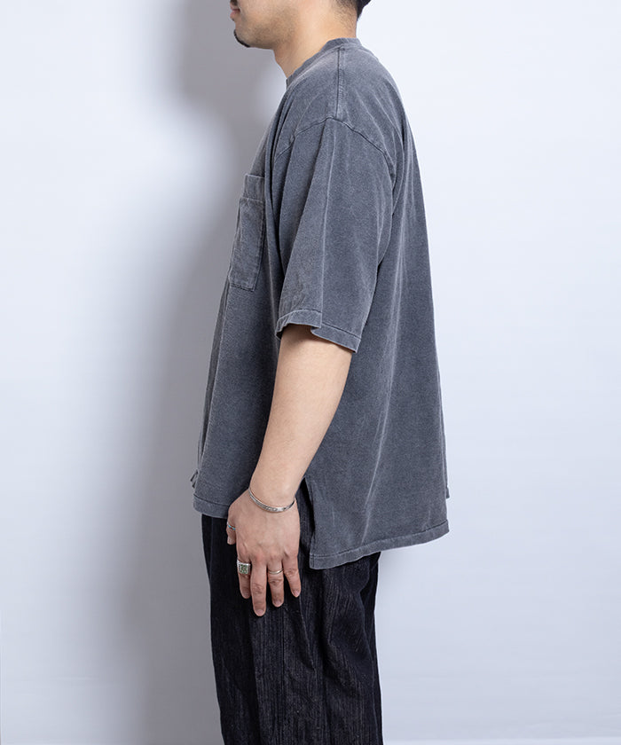 【INTÉRIM】HYPER BIG VINTAGE FADE BLACK POCKET T-SHIRT -MID BLACK /インテリム ハイパービッグ ヴィンテージ フェード ブラック ポケットTシャツ ポケT ヴィンテージ加工 2025SS 2025春夏 正規取扱店 神奈川 鎌倉 オンラインショップ 通販
