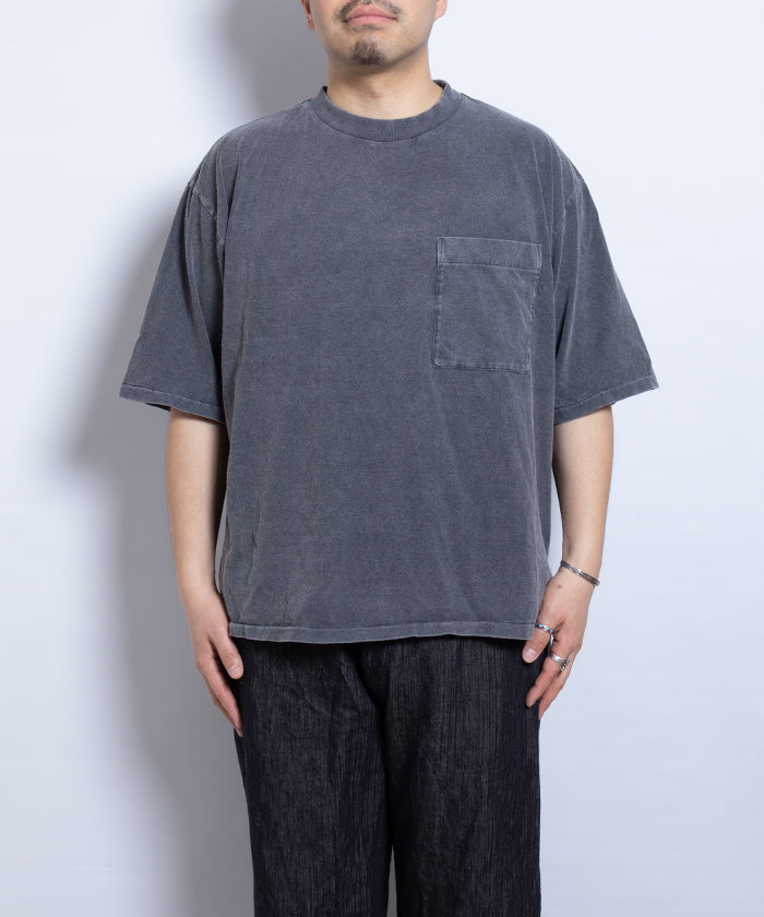 【INTÉRIM】HYPER BIG VINTAGE FADE BLACK POCKET T-SHIRT -MID BLACK /インテリム ハイパービッグ ヴィンテージ フェード ブラック ポケットTシャツ ポケT ヴィンテージ加工 2025SS 2025春夏 正規取扱店 神奈川 鎌倉 オンラインショップ 通販