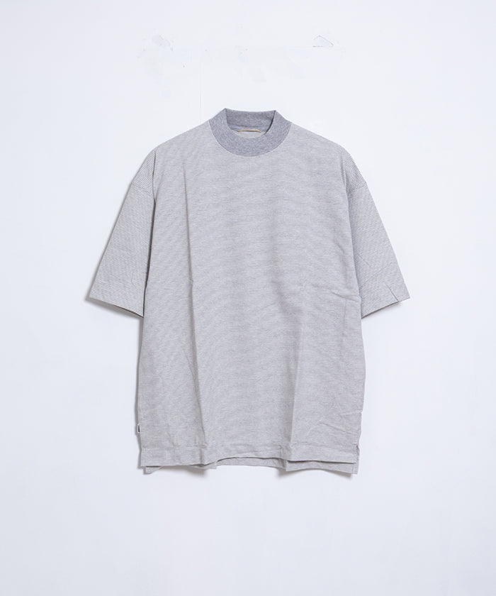 【EMON】KATAKURI - GRAY STRIPE / エモン カタクリ モックネックTシャツ グレー ストライプ コットン 鹿の子素材 正規取扱店 神奈川 鎌倉 オンラインショップ 通販