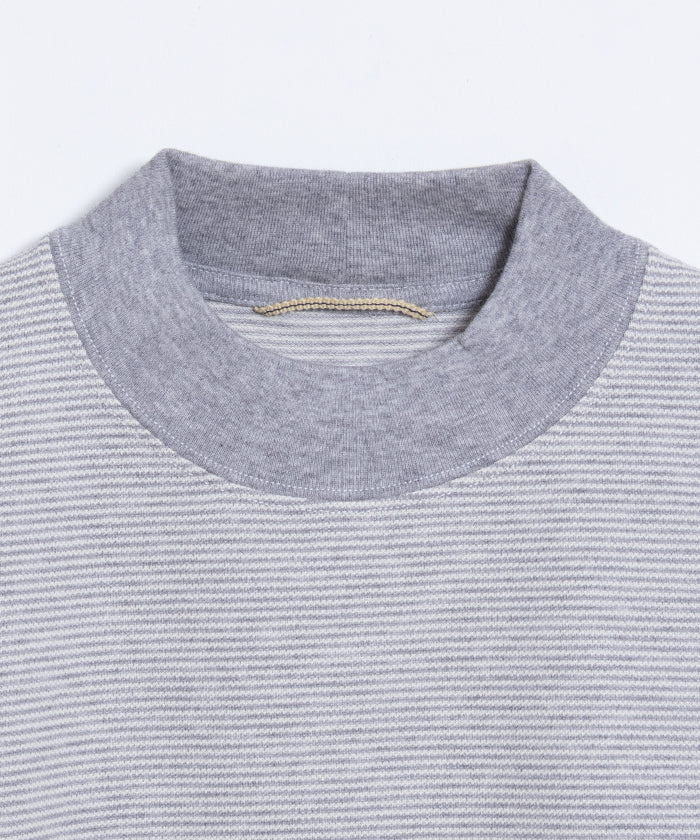【EMON】KATAKURI - GRAY STRIPE / エモン カタクリ モックネックTシャツ グレー ストライプ コットン 鹿の子素材 正規取扱店 神奈川 鎌倉 オンラインショップ 通販