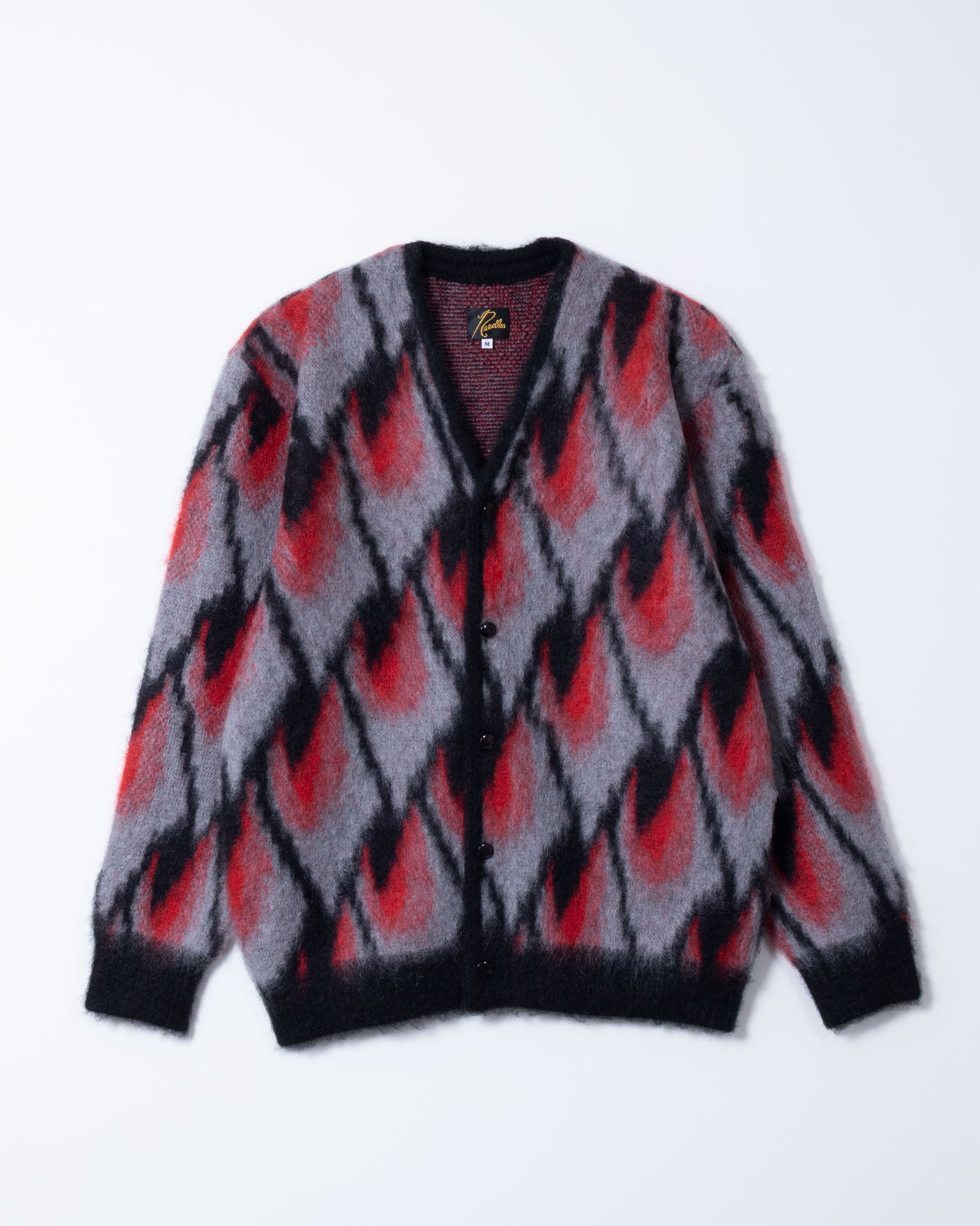 NEEDLES】MOHAIR CARDIGAN ABSTRACT - BLACK / RED | ニードルズ