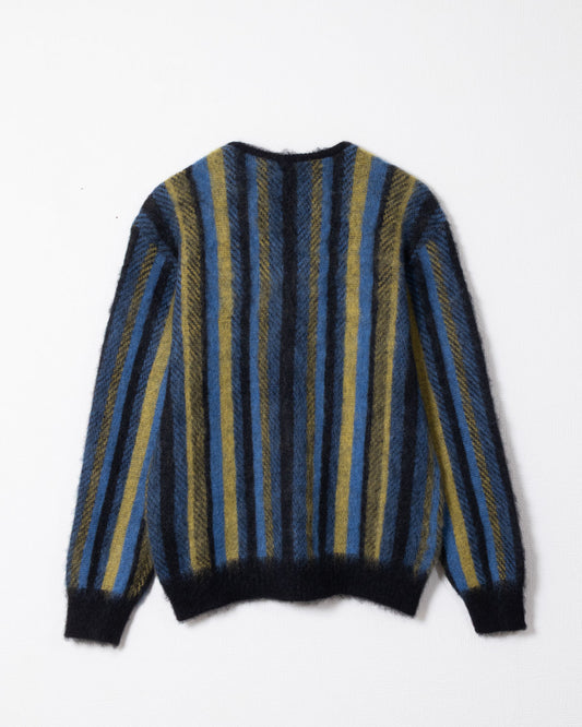 MOHAIR CARDIGAN STRIPE - BLUE / GREEN