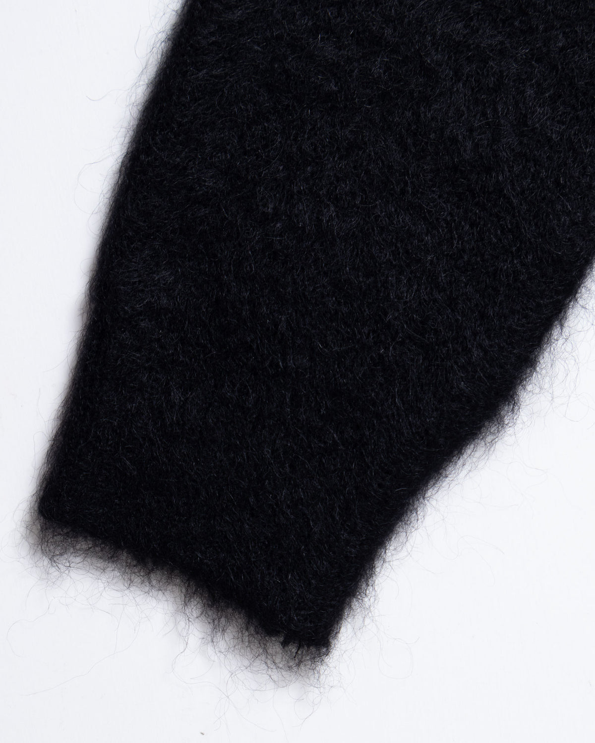 MOHAIR CREW NECK CARDIGAN SOLID - BLACK