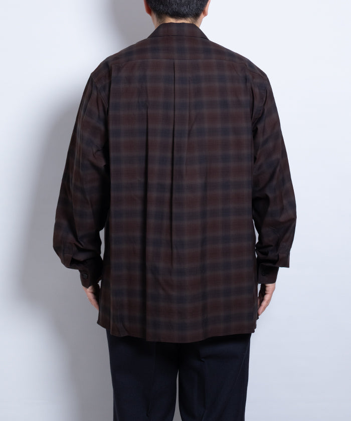 【AUBERGE】BLACK × BROWN CHECK / オーベルジュ オンブレチェック オープンカラーシャツ ブラック×ブラウン 2025SS 2025春夏 長袖 開襟 シャツ 正規取扱店 神奈川 鎌倉 オンラインショップ 通販