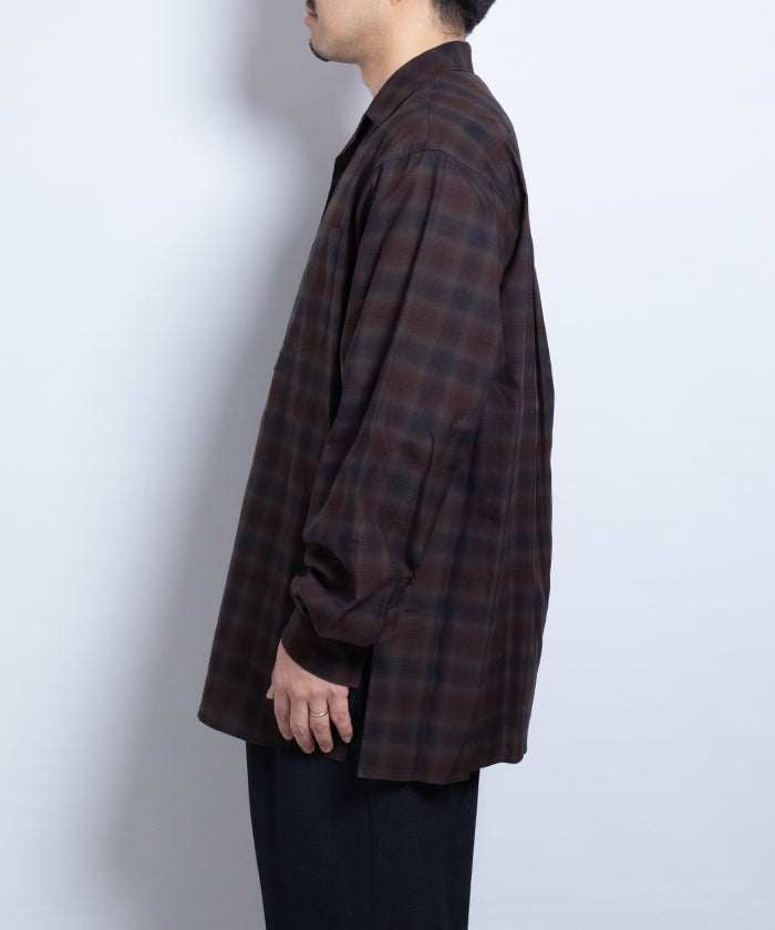 【AUBERGE】BLACK × BROWN CHECK / オーベルジュ オンブレチェック オープンカラーシャツ ブラック×ブラウン 2025SS 2025春夏 長袖 開襟 シャツ 正規取扱店 神奈川 鎌倉 オンラインショップ 通販