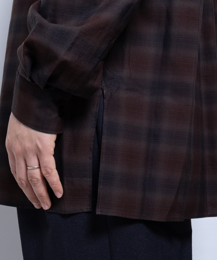 【AUBERGE】BLACK × BROWN CHECK / オーベルジュ オンブレチェック オープンカラーシャツ ブラック×ブラウン 2025SS 2025春夏 長袖 開襟 シャツ 正規取扱店 神奈川 鎌倉 オンラインショップ 通販