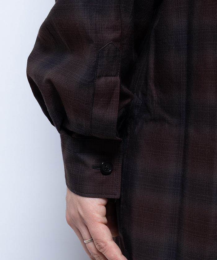【AUBERGE】BLACK × BROWN CHECK / オーベルジュ オンブレチェック オープンカラーシャツ ブラック×ブラウン 2025SS 2025春夏 長袖 開襟 シャツ 正規取扱店 神奈川 鎌倉 オンラインショップ 通販