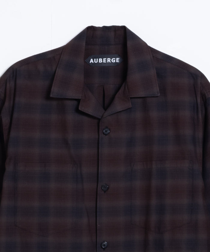 【AUBERGE】BLACK × BROWN CHECK / オーベルジュ オンブレチェック オープンカラーシャツ ブラック×ブラウン 2025SS 2025春夏 長袖 開襟 シャツ 正規取扱店 神奈川 鎌倉 オンラインショップ 通販