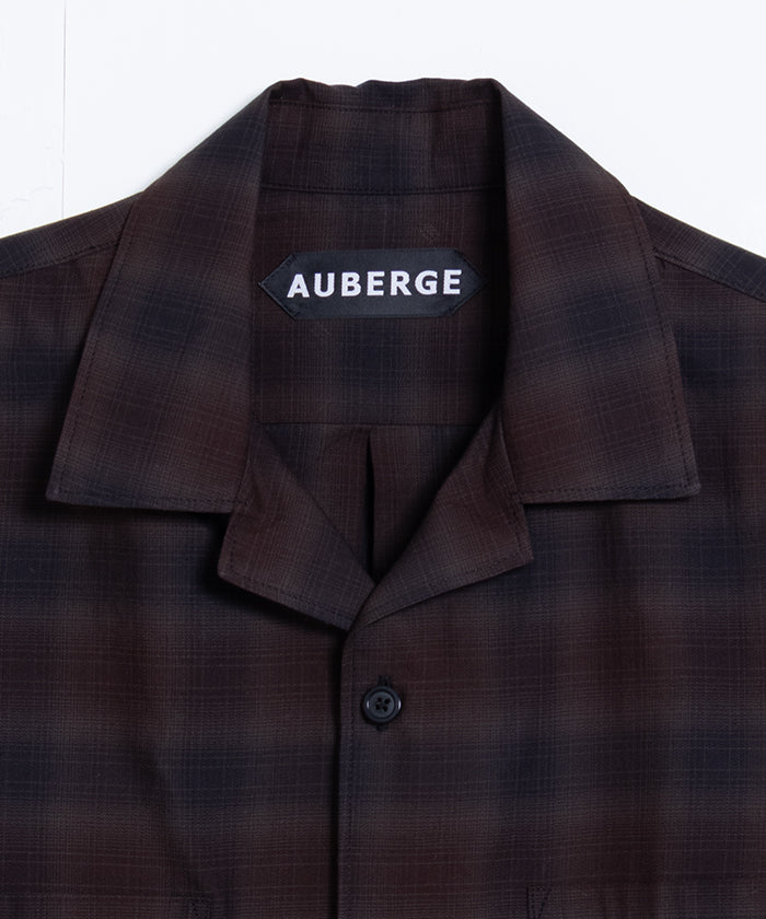 【AUBERGE】BLACK × BROWN CHECK / オーベルジュ オンブレチェック オープンカラーシャツ ブラック×ブラウン 2025SS 2025春夏 長袖 開襟 シャツ 正規取扱店 神奈川 鎌倉 オンラインショップ 通販