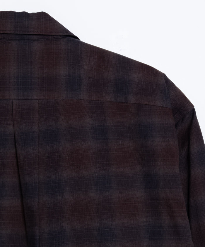 【AUBERGE】BLACK × BROWN CHECK / オーベルジュ オンブレチェック オープンカラーシャツ ブラック×ブラウン 2025SS 2025春夏 長袖 開襟 シャツ 正規取扱店 神奈川 鎌倉 オンラインショップ 通販