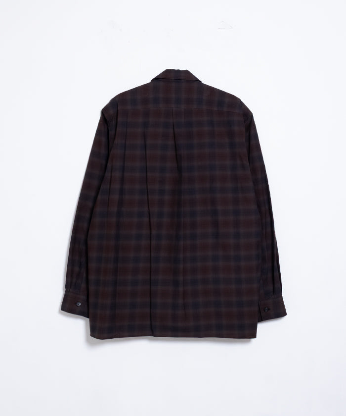【AUBERGE】BLACK × BROWN CHECK / オーベルジュ オンブレチェック オープンカラーシャツ ブラック×ブラウン 2025SS 2025春夏 長袖 開襟 シャツ 正規取扱店 神奈川 鎌倉 オンラインショップ 通販