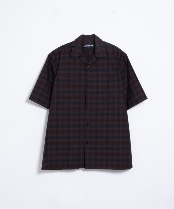 【AUBERGE】OMBRE DEMI BLACK × BROWN CHECK / オーベルジュ オンブレチェック オープンカラーシャツ ブラック×ブラウン 半袖シャツ 2025SS 2025春夏 正規取扱店 神奈川 鎌倉 オンラインショップ 通販