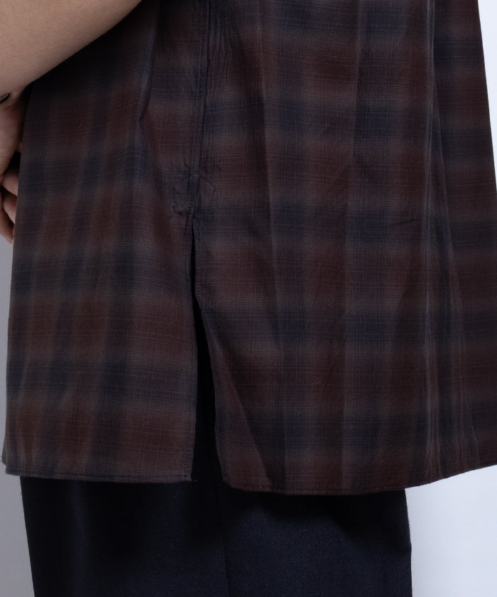 【AUBERGE】OMBRE DEMI BLACK × BROWN CHECK / オーベルジュ オンブレチェック オープンカラーシャツ ブラック×ブラウン 半袖シャツ 2025SS 2025春夏 正規取扱店 神奈川 鎌倉 オンラインショップ 通販