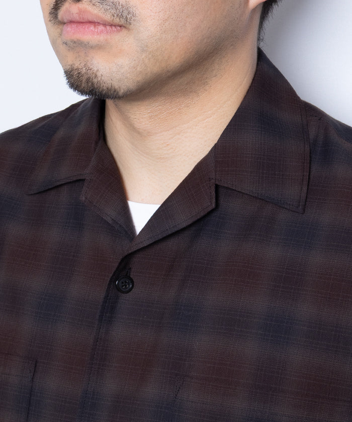 【AUBERGE】OMBRE DEMI BLACK × BROWN CHECK / オーベルジュ オンブレチェック オープンカラーシャツ ブラック×ブラウン  半袖シャツ 2025SS 2025春夏 正規取扱店 神奈川 鎌倉 オンラインショップ 通販