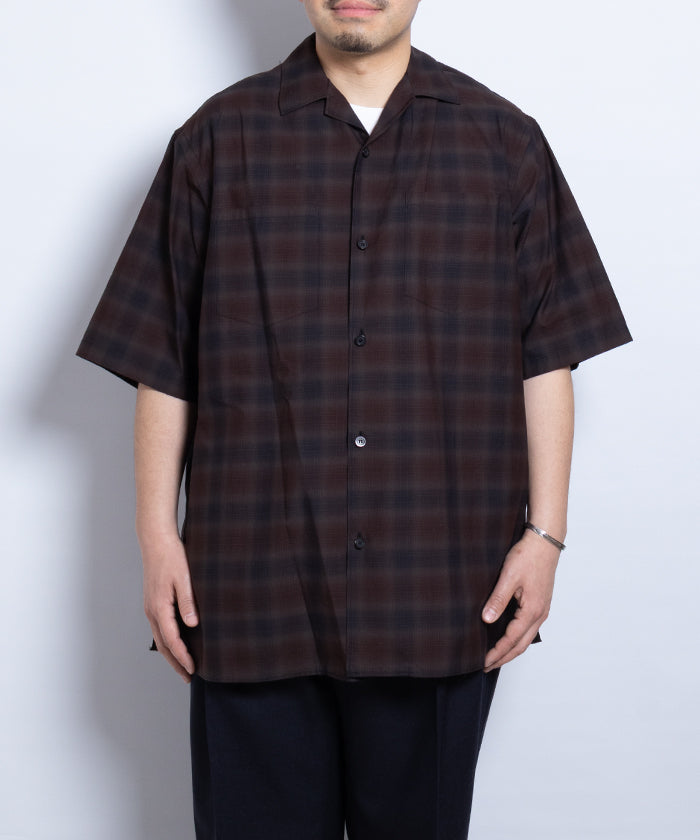 【AUBERGE】OMBRE DEMI BLACK × BROWN CHECK / オーベルジュ オンブレチェック オープンカラーシャツ ブラック×ブラウン 半袖シャツ 2025SS 2025春夏 正規取扱店 神奈川 鎌倉 オンラインショップ 通販