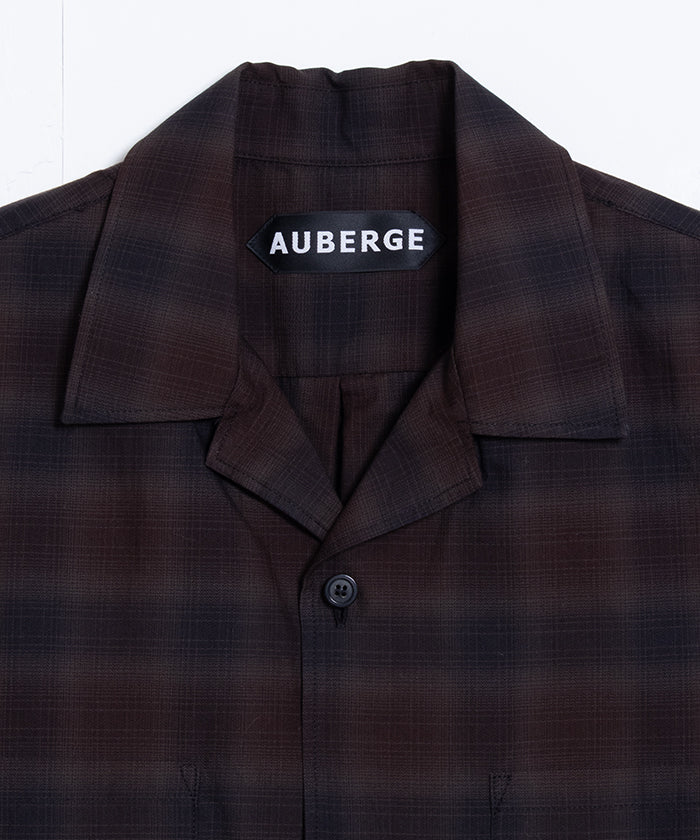 【AUBERGE】OMBRE DEMI BLACK × BROWN CHECK / オーベルジュ オンブレチェック オープンカラーシャツ ブラック×ブラウン 半袖シャツ 2025SS 2025春夏 正規取扱店 神奈川 鎌倉 オンラインショップ 通販