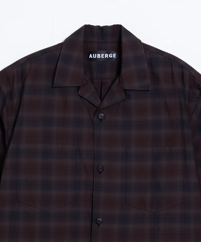 【AUBERGE】OMBRE DEMI BLACK × BROWN CHECK / オーベルジュ オンブレチェック オープンカラーシャツ ブラック×ブラウン 半袖シャツ 2025SS 2025春夏 正規取扱店 神奈川 鎌倉 オンラインショップ 通販