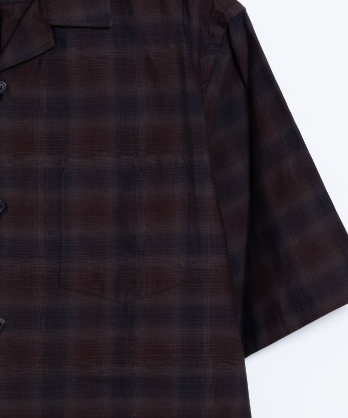 【AUBERGE】OMBRE DEMI BLACK × BROWN CHECK / オーベルジュ オンブレチェック オープンカラーシャツ ブラック×ブラウン 半袖シャツ 2025SS 2025春夏 正規取扱店 神奈川 鎌倉 オンラインショップ 通販
