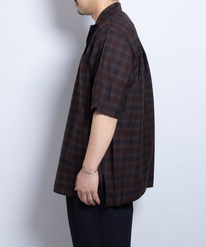 【AUBERGE】OMBRE DEMI BLACK × BROWN CHECK / オーベルジュ オンブレチェック オープンカラーシャツ ブラック×ブラウン 半袖シャツ 2025SS 2025春夏 正規取扱店 神奈川 鎌倉 オンラインショップ 通販