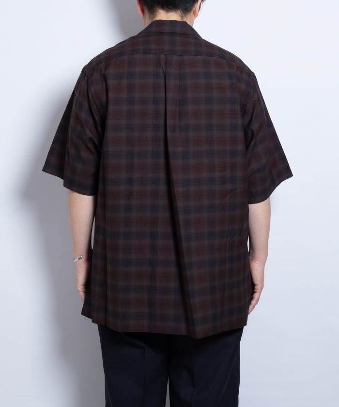 【AUBERGE】OMBRE DEMI BLACK × BROWN CHECK / オーベルジュ オンブレチェック オープンカラーシャツ ブラック×ブラウン 半袖シャツ 2025SS 2025春夏 正規取扱店 神奈川 鎌倉 オンラインショップ 通販