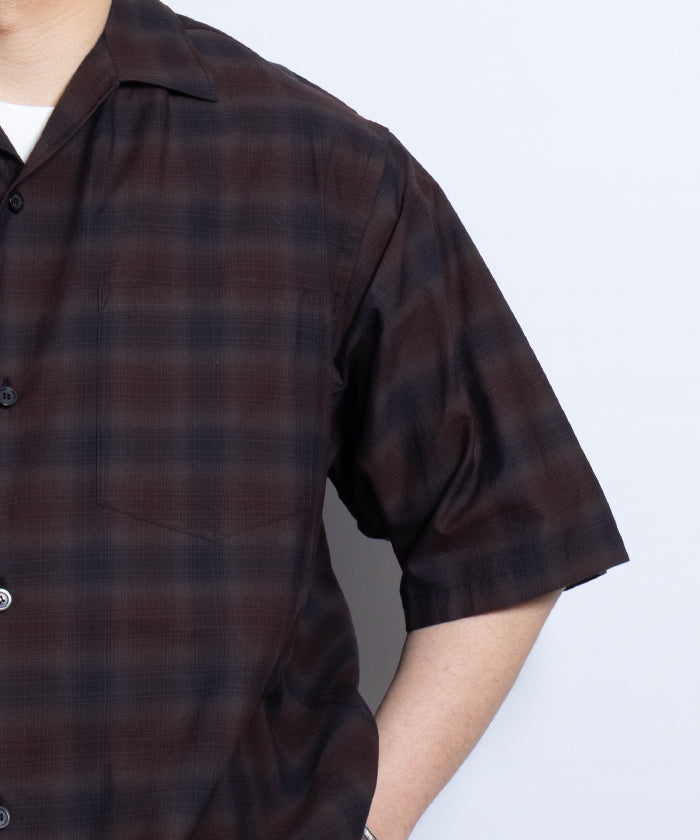 【AUBERGE】OMBRE DEMI BLACK × BROWN CHECK / オーベルジュ オンブレチェック オープンカラーシャツ ブラック×ブラウン 半袖シャツ 2025SS 2025春夏 正規取扱店 神奈川 鎌倉 オンラインショップ 通販
