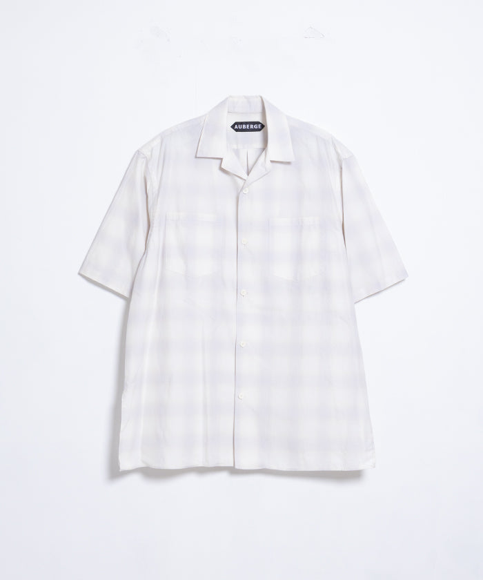 【AUBERGE】OMBRE DEMI P.GRAY × CREAM CHECK / オーベルジュ オンブレチェック オープンカラーシャツ グレー×クリーム 半袖シャツ 2025SS 2025春夏 正規取扱店 神奈川 鎌倉 オンラインショップ 通販