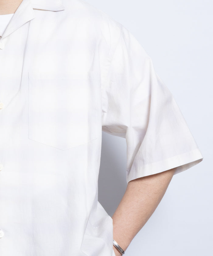【AUBERGE】OMBRE DEMI P.GRAY × CREAM CHECK / オーベルジュ オンブレチェック オープンカラーシャツ グレー×クリーム 半袖 開襟 シャツ 2025SS 2025春夏 正規取扱店 神奈川 鎌倉 オンラインショップ 通販