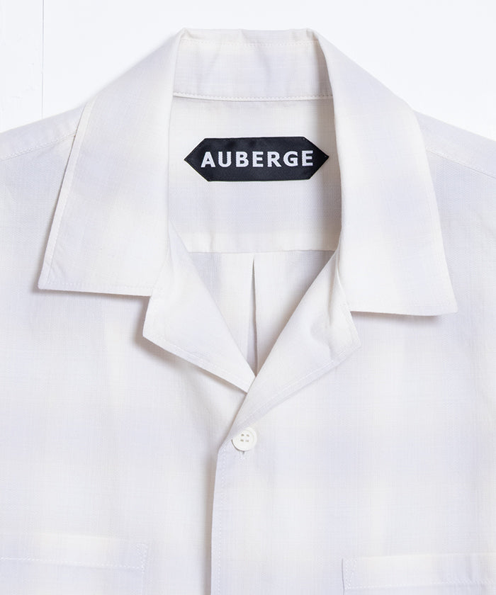 【AUBERGE】OMBRE DEMI P.GRAY × CREAM CHECK / オーベルジュ オンブレチェック オープンカラーシャツ グレー×クリーム 半袖 開襟 シャツ 2025SS 2025春夏 正規取扱店 神奈川 鎌倉 オンラインショップ 通販
