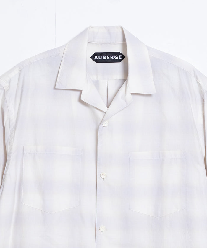 【AUBERGE】OMBRE DEMI P.GRAY × CREAM CHECK / オーベルジュ オンブレチェック オープンカラーシャツ グレー×クリーム 半袖 開襟 シャツ 2025SS 2025春夏 正規取扱店 神奈川 鎌倉 オンラインショップ 通販