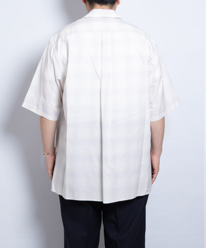 【AUBERGE】OMBRE DEMI P.GRAY × CREAM CHECK / オーベルジュ オンブレチェック オープンカラーシャツ グレー×クリーム 半袖 開襟 シャツ 2025SS 2025春夏 正規取扱店 神奈川 鎌倉 オンラインショップ 通販