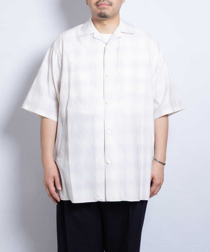 【AUBERGE】OMBRE DEMI P.GRAY × CREAM CHECK / オーベルジュ オンブレチェック オープンカラーシャツ グレー×クリーム 半袖 開襟 シャツ 2025SS 2025春夏 正規取扱店 神奈川 鎌倉 オンラインショップ 通販