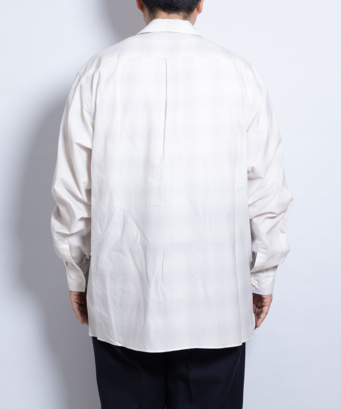 【AUBERGE】OMBRE ‐ P.GRAY × CREAM CHECK / オーベルジュ オンブレチェック オープンカラーシャツ グレー×クリーム 2025SS 2025春夏 長袖 開襟 シャツ 正規取扱店 神奈川 鎌倉 オンラインショップ 通販
