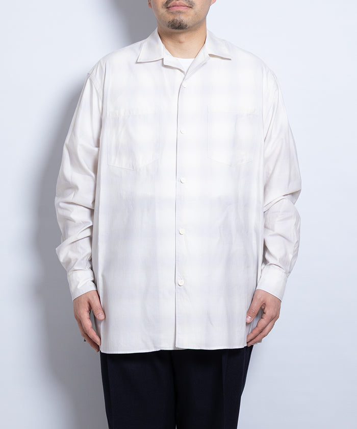 【AUBERGE】OMBRE ‐ P.GRAY × CREAM CHECK / オーベルジュ オンブレチェック オープンカラーシャツ グレー×クリーム 2025SS 2025春夏 長袖 開襟 シャツ 正規取扱店 神奈川 鎌倉 オンラインショップ 通販