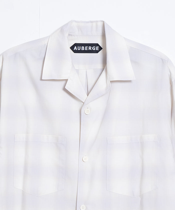 【AUBERGE】OMBRE ‐ P.GRAY × CREAM CHECK / オーベルジュ オンブレチェック オープンカラーシャツ グレー×クリーム 2025SS 2025春夏 長袖 開襟 シャツ 正規取扱店 神奈川 鎌倉 オンラインショップ 通販