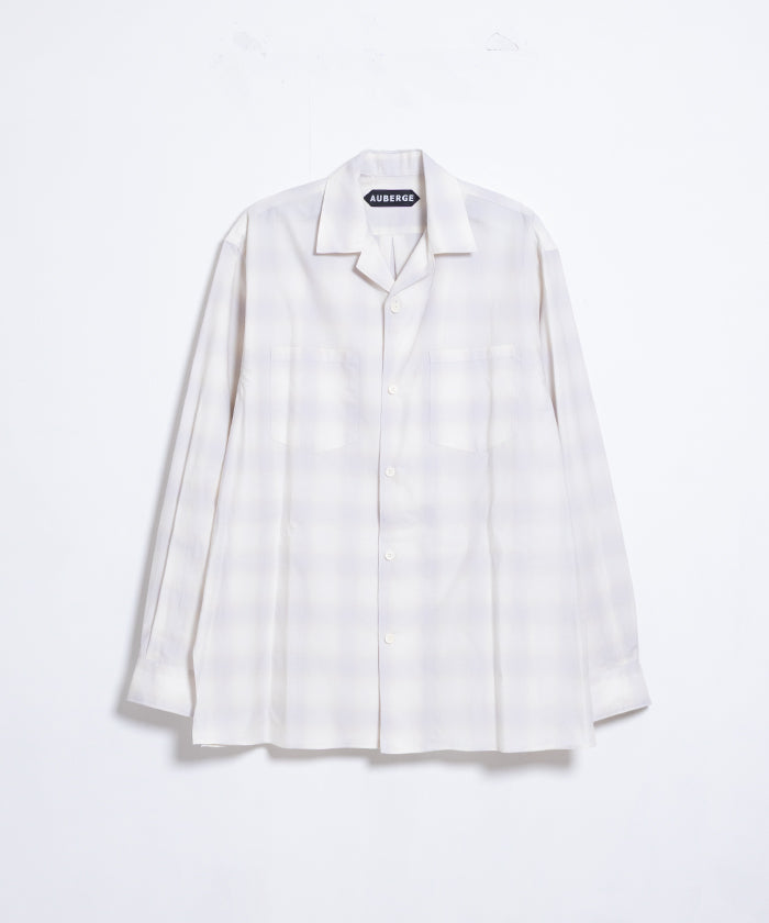 【AUBERGE】OMBRE ‐ P.GRAY × CREAM CHECK / オーベルジュ オンブレチェック オープンカラーシャツ グレー×クリーム 2025SS 2025春夏 長袖 開襟 シャツ 正規取扱店 神奈川 鎌倉 オンラインショップ 通販