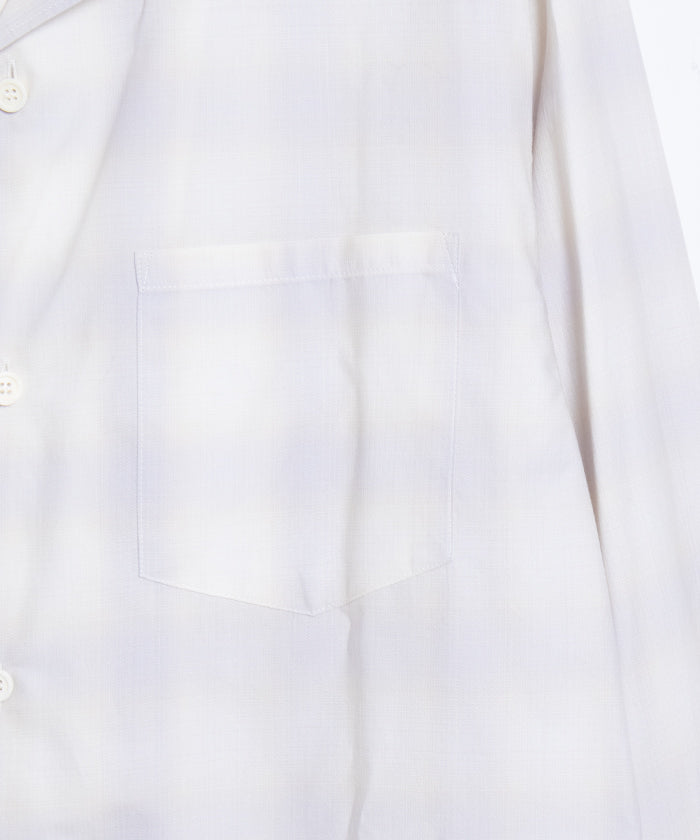 【AUBERGE】OMBRE ‐ P.GRAY × CREAM CHECK / オーベルジュ オンブレチェック オープンカラーシャツ グレー×クリーム 2025SS 2025春夏 長袖 開襟 シャツ 正規取扱店 神奈川 鎌倉 オンラインショップ 通販