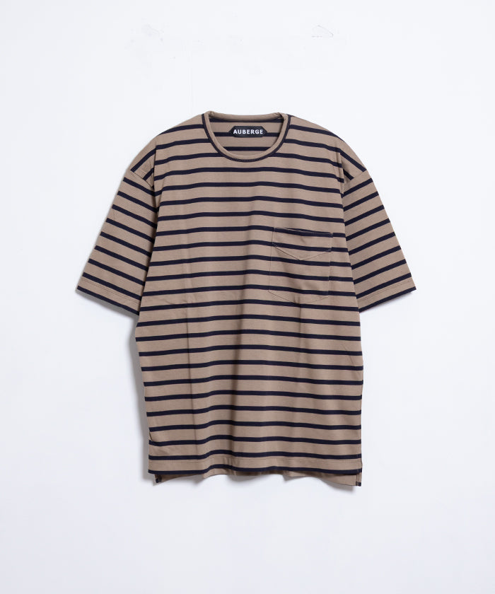 【AUBERGE】OWEN ‐ SAND BEIGE × NAVY / オーベルジュ オーウェン サンドベージュ ネイビー ボーダーTシャツ 2025SS 2025春夏 正規取扱店 神奈川 鎌倉 オンラインショップ 通販