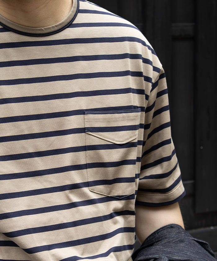 【AUBERGE】OWEN ‐ SAND BEIGE × NAVY / オーベルジュ オーウェン サンドベージュ ネイビー ボーダーTシャツ 2025SS 2025春夏 正規取扱店 神奈川 鎌倉 オンラインショップ 通販