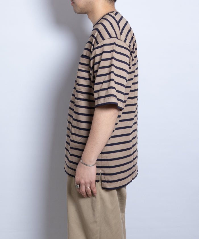【AUBERGE】OWEN ‐ SAND BEIGE × NAVY / オーベルジュ オーウェン サンドベージュ ネイビー ボーダーTシャツ 2025SS 2025春夏 正規取扱店 神奈川 鎌倉 オンラインショップ 通販