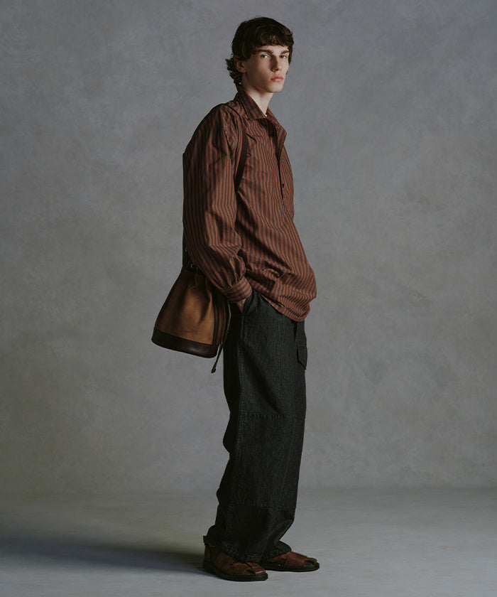 【AUBERGE】PROUST ‐ D.ORANGE × CHARCOAL STRIPE /オーベルジュ プラウスト プルオーバーシャツ ダークオレンジ×チャコール ストライプ 2025SS 2025春夏 正規取扱店 神奈川 鎌倉 オンラインショップ 通販