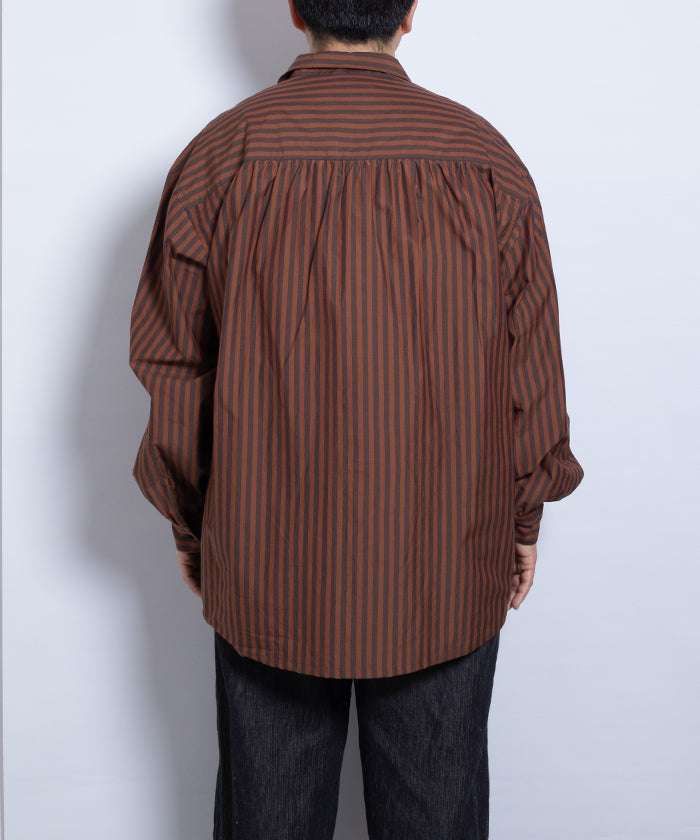 【AUBERGE】PROUST ‐ D.ORANGE × CHARCOAL STRIPE /オーベルジュ プラウスト プルオーバーシャツ ダークオレンジ×チャコール ストライプ 2025SS 2025春夏 正規取扱店 神奈川 鎌倉 オンラインショップ 通販