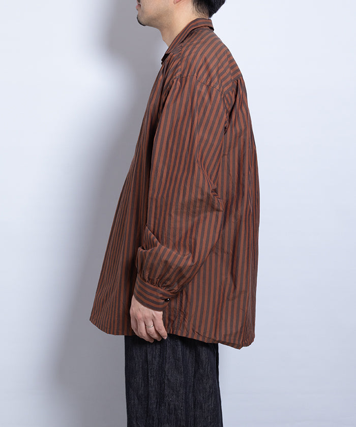 【AUBERGE】PROUST ‐ D.ORANGE × CHARCOAL STRIPE /オーベルジュ プラウスト プルオーバーシャツ ダークオレンジ×チャコール ストライプ 2025SS 2025春夏 正規取扱店 神奈川 鎌倉 オンラインショップ 通販