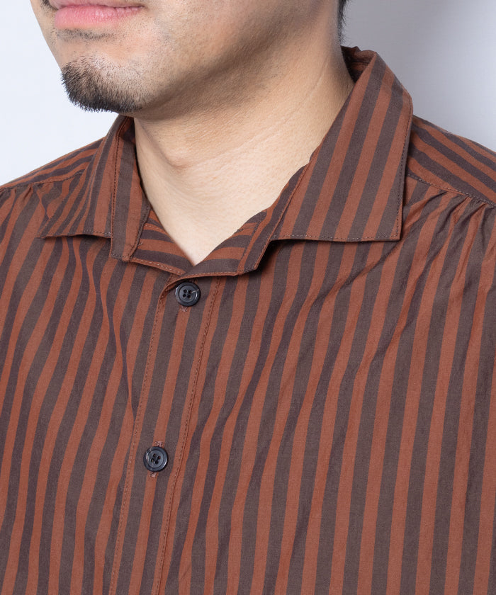 【AUBERGE】PROUST ‐ D.ORANGE × CHARCOAL STRIPE /オーベルジュ プラウスト プルオーバーシャツ ダークオレンジ×チャコール ストライプ 2025SS 2025春夏 正規取扱店 神奈川 鎌倉 オンラインショップ 通販